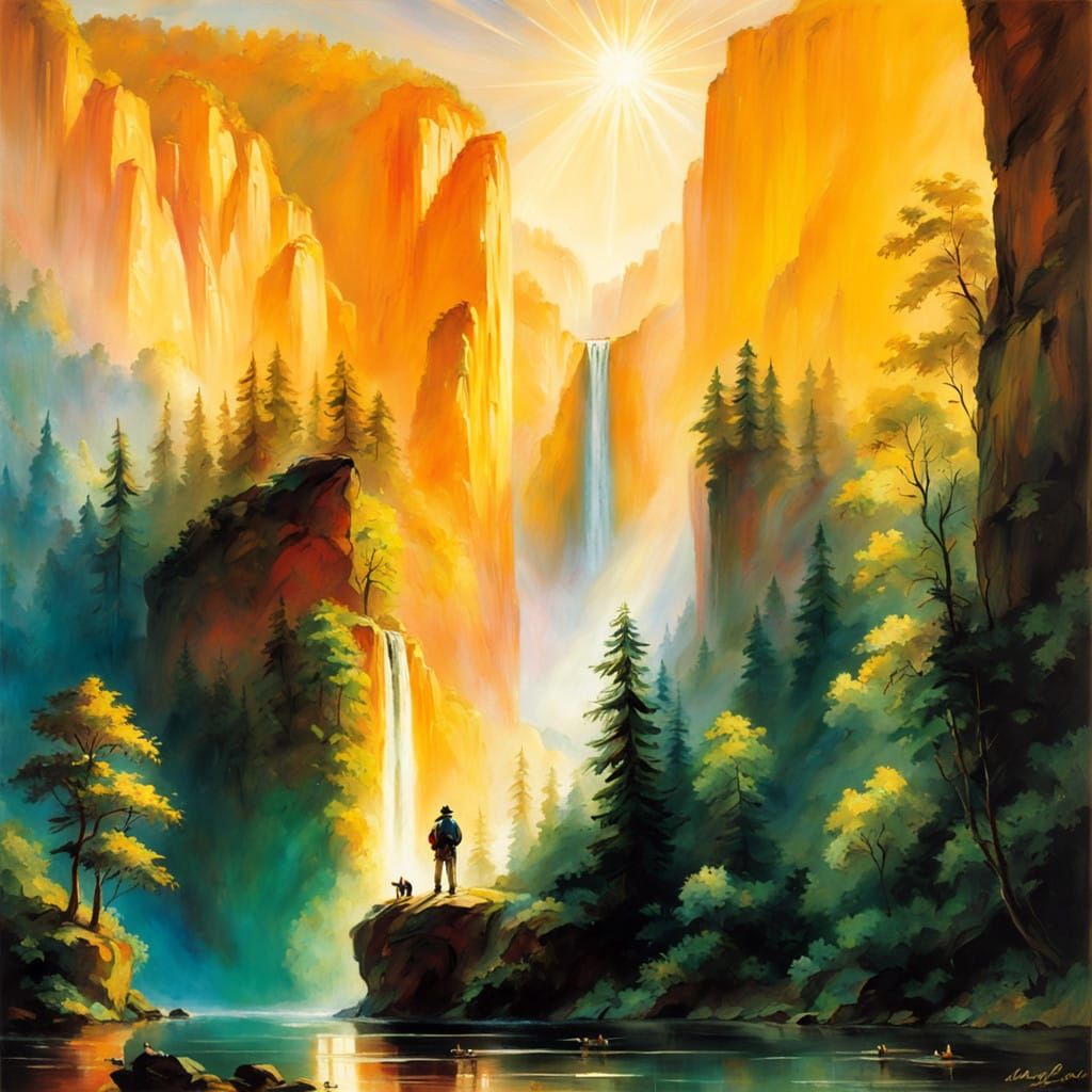 Majestic Hiker in Golden Light