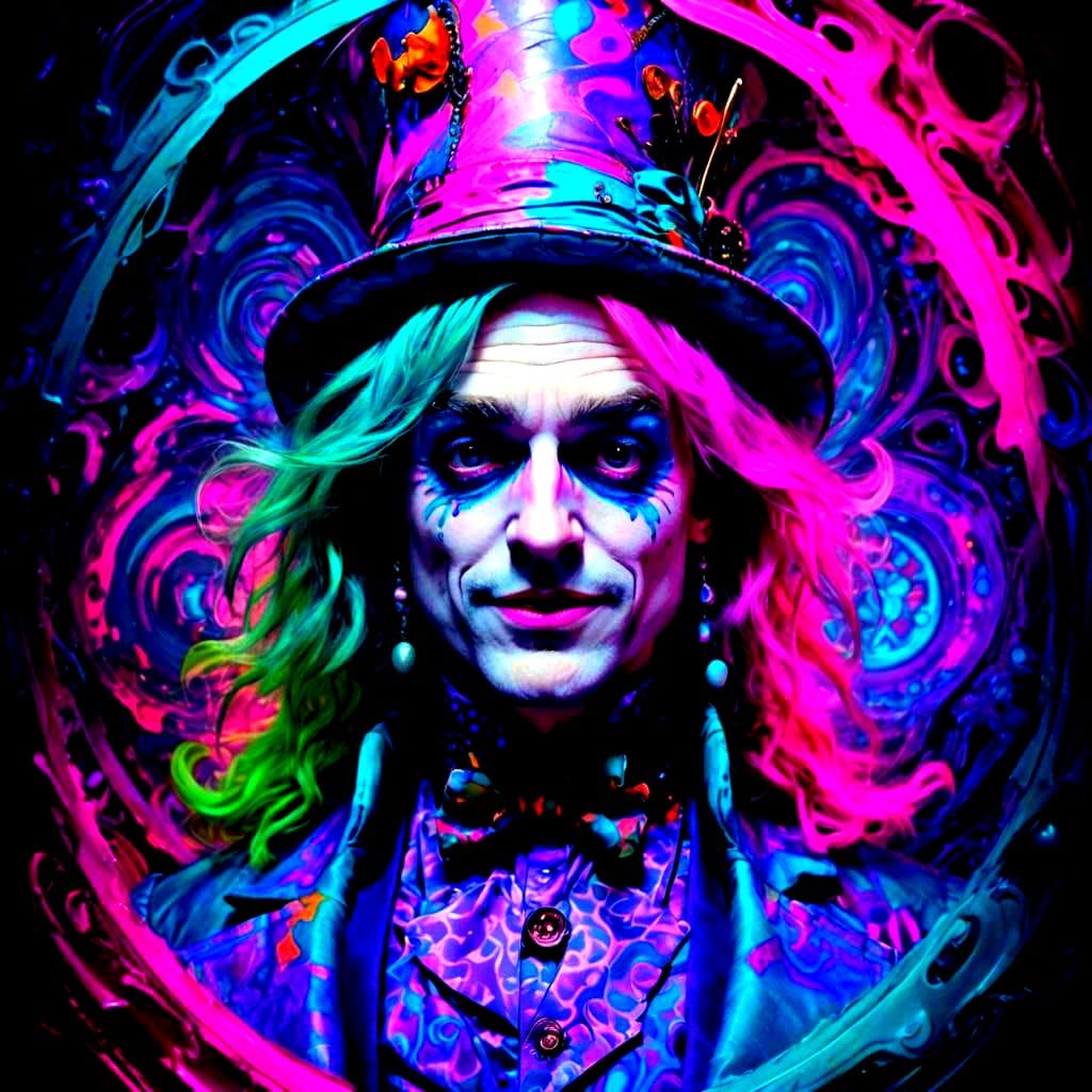 Psychedelic Mad Hatter in Neon Colors