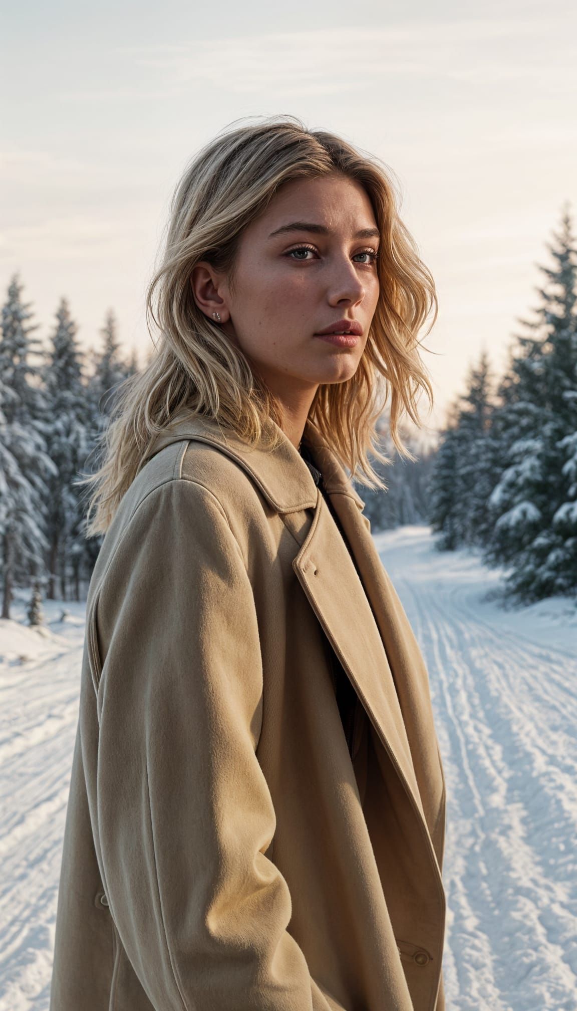 Woman in Winter Wonderland, Geometric Minimalism