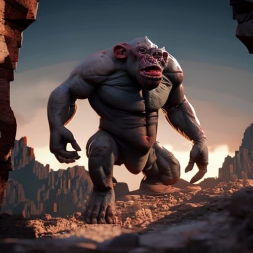 Angry Chimpanzee Monsters in Post-Apocalyptic Desert