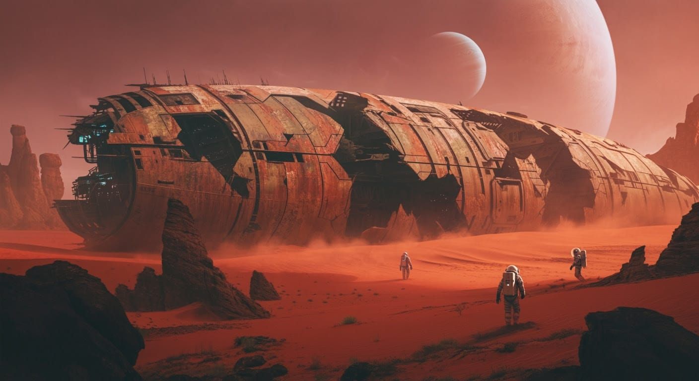 Ancient Spacecraft Abandoned on a Desert Planet
