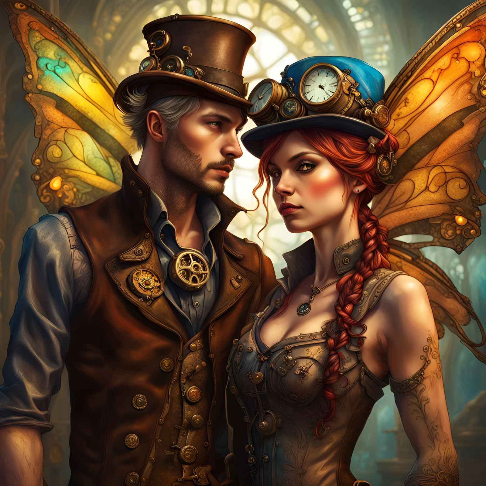 Steampunk fairy couple
