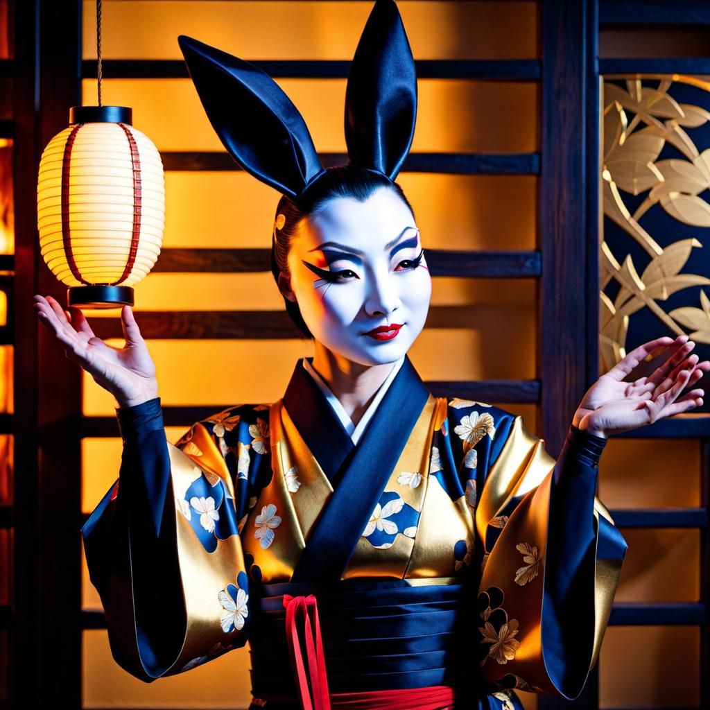 Kabuki Playboy Bunny Made of Kintsugi Pieces