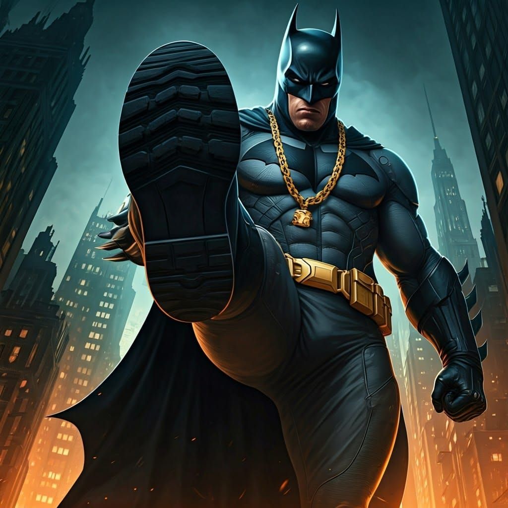 Dynamic Batman Boot Close-Up in Hip Hop Style