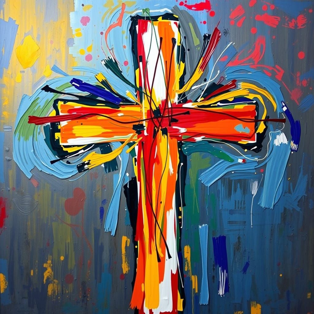 Dynamic Cross in Expressive Post-Impressionist Style