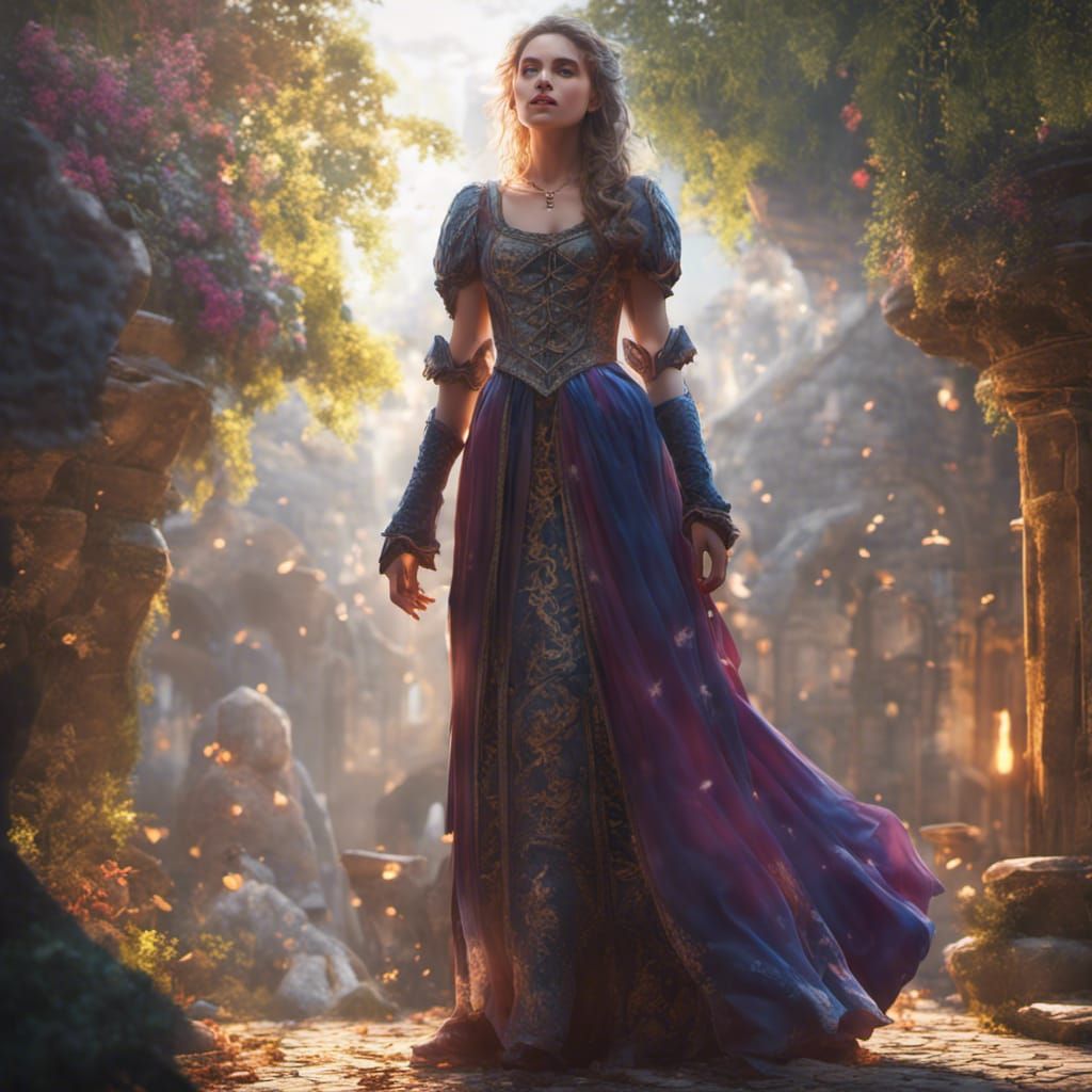 Medieval Girl Portrait in Detailed Fantasy Art Style