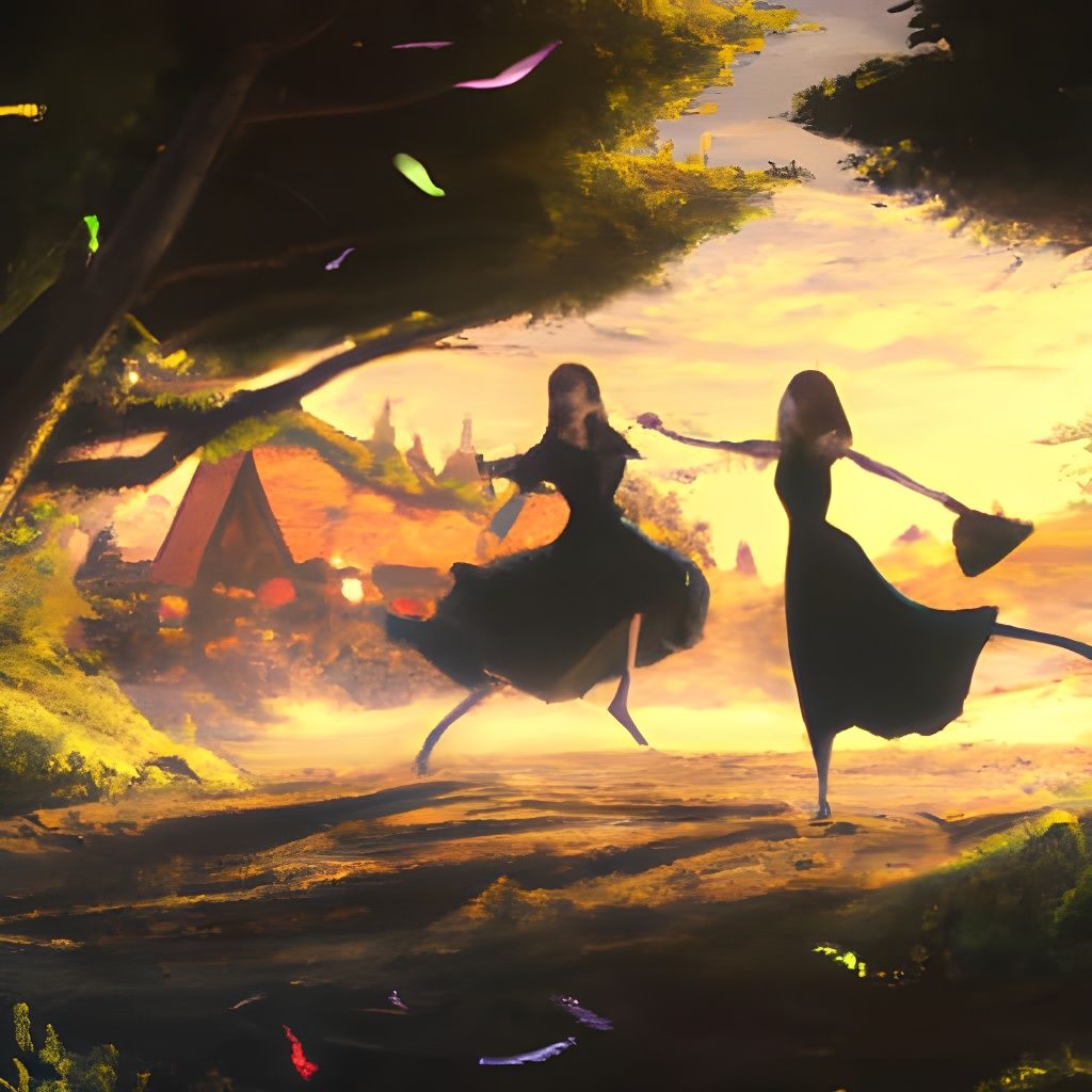 Dancing Witches in Studio Ghibli Anime Style