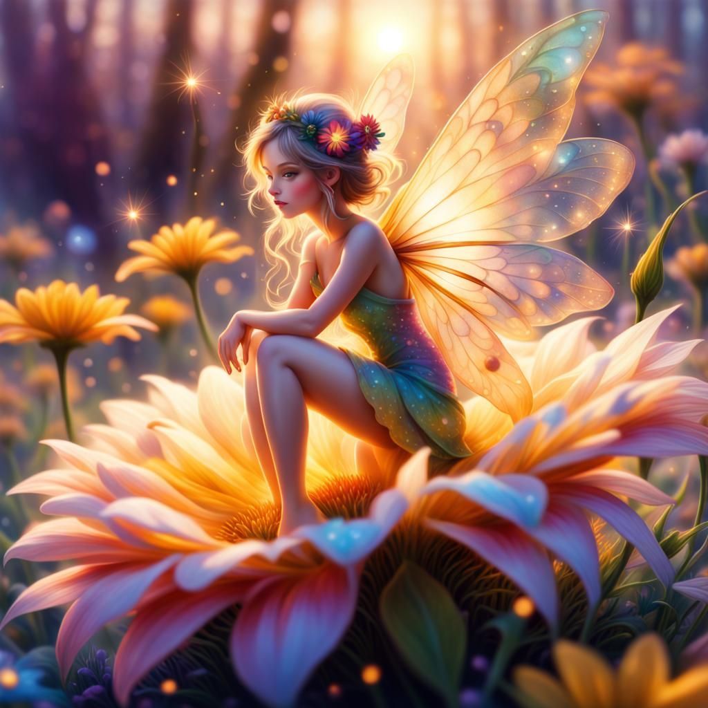 Enchanting Bug Fairy in Golden Light
