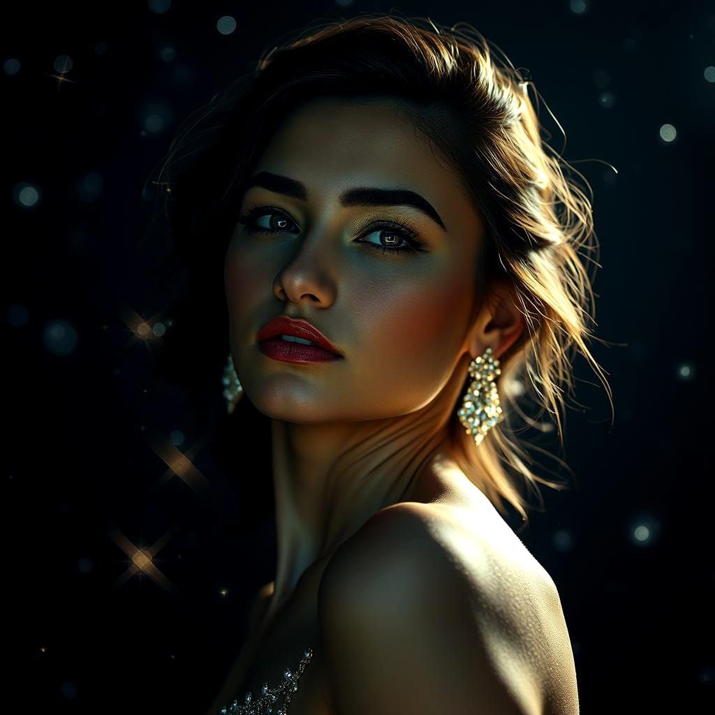 Hyperrealistic Woman: Diamonds in the Sky