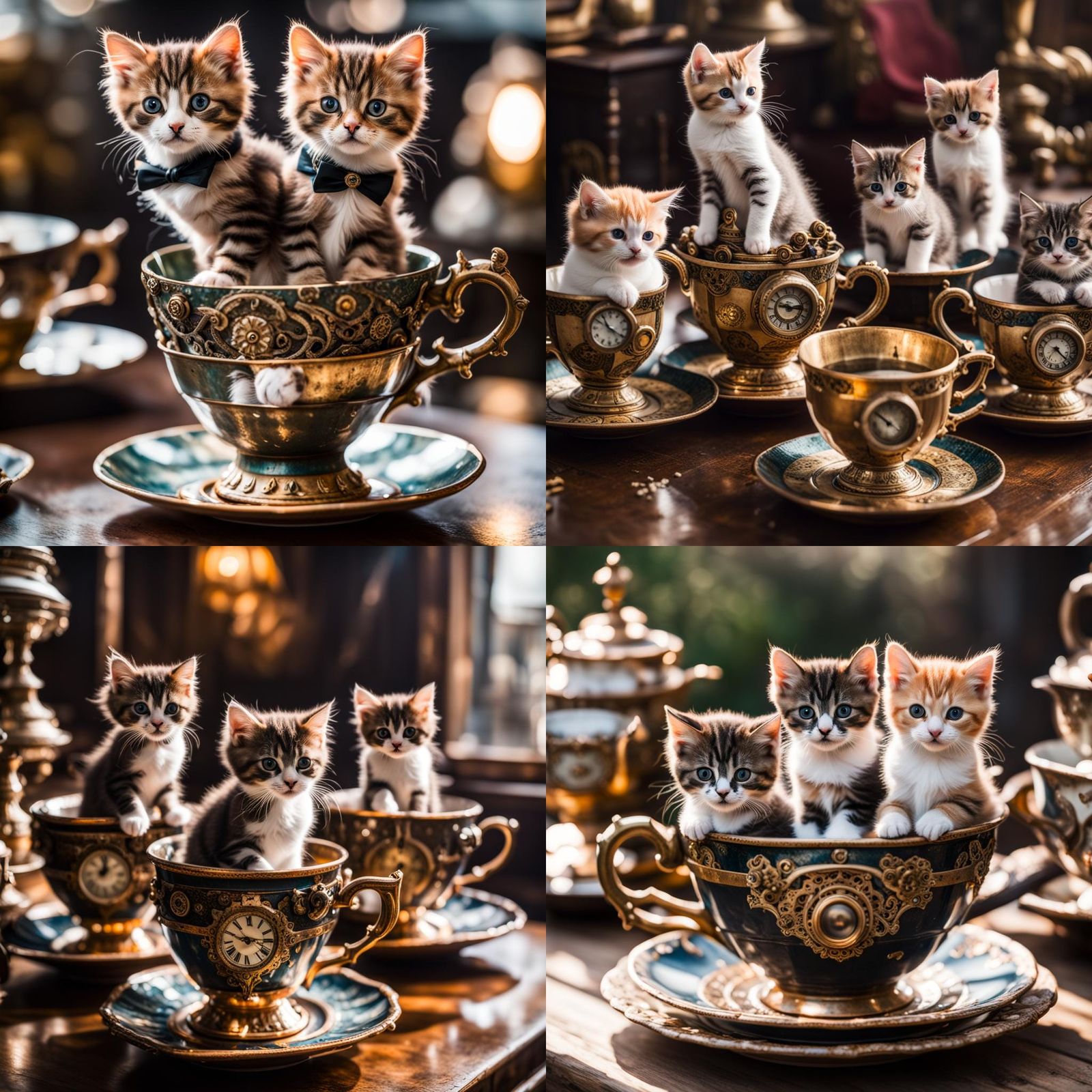 Kittens in Steampunk Teacups: Professional Photography