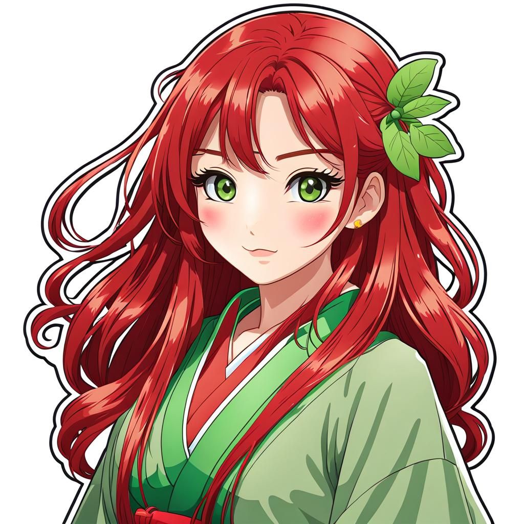 Cute Kawaii Japanese Girl Sticker Design