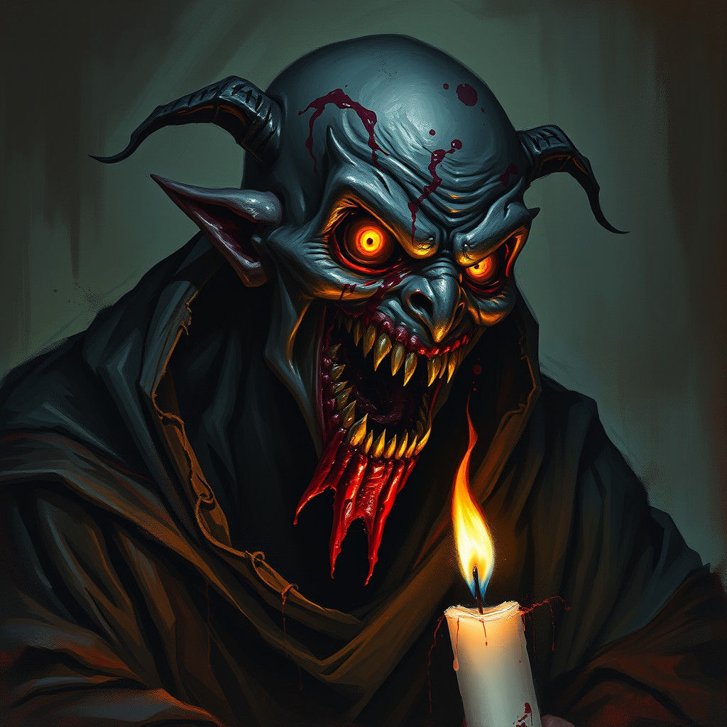 Terrifying Blood-soaked Figure in Dark Fantasy Style