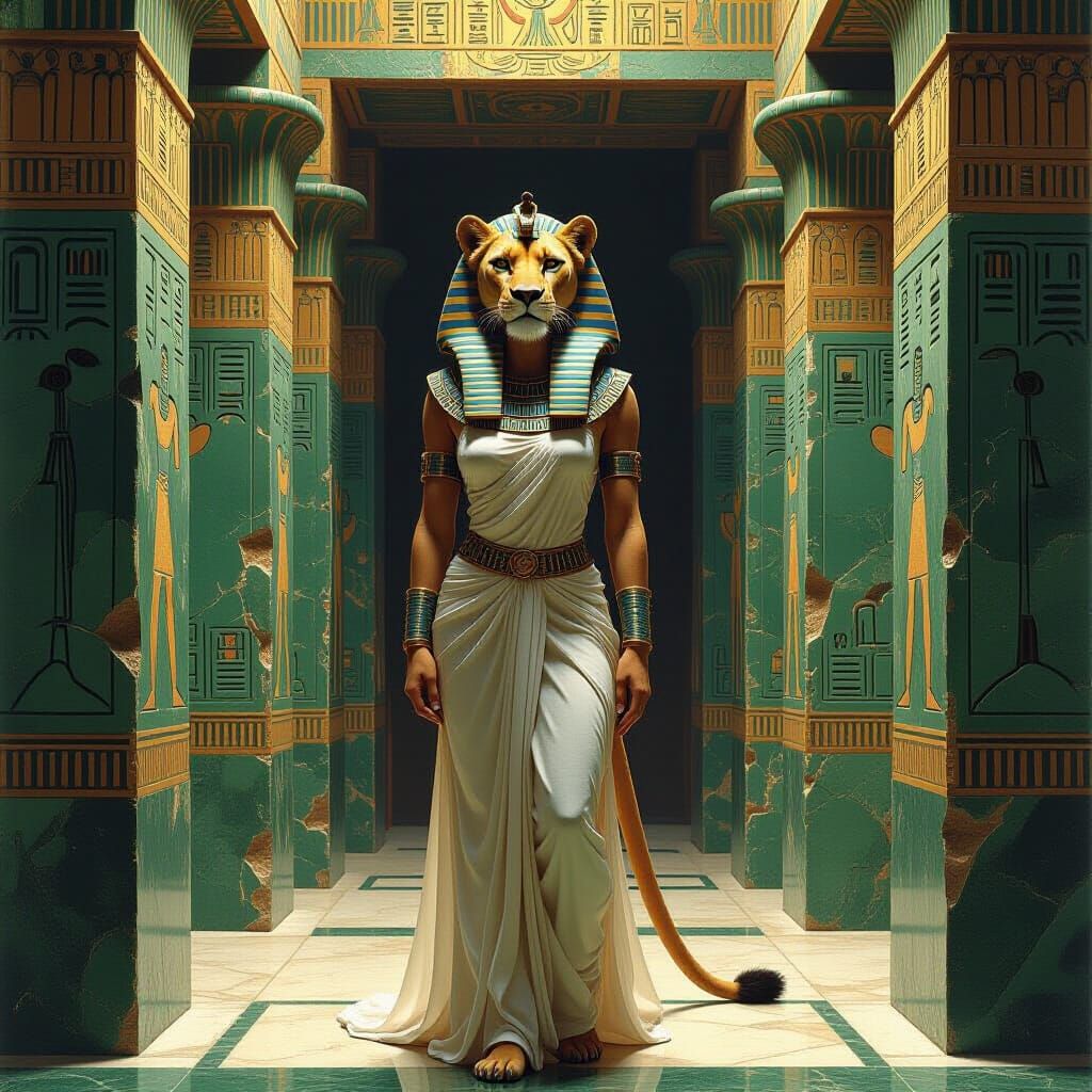 Sekhmet, Lion Goddess, in an Ancient Temple