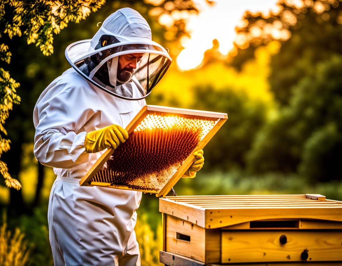 Hyperdetailed Beekeeper in Golden Hour Lighting