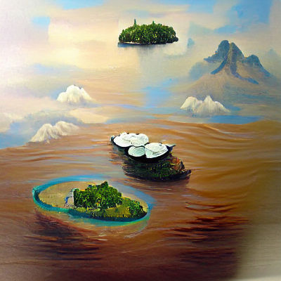 Dreamlike Floating Islands in Ethereal Sky