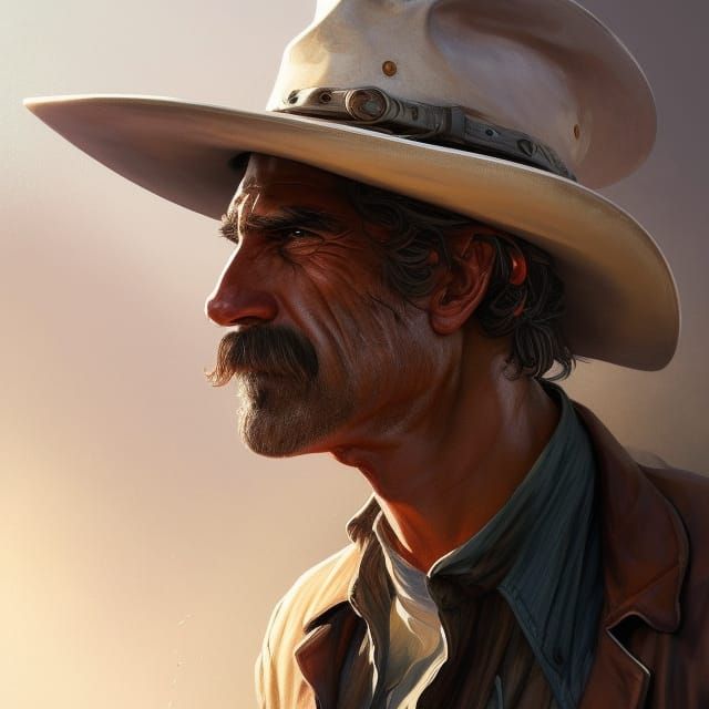 Cowboy Portrait in Art Nouveau Style