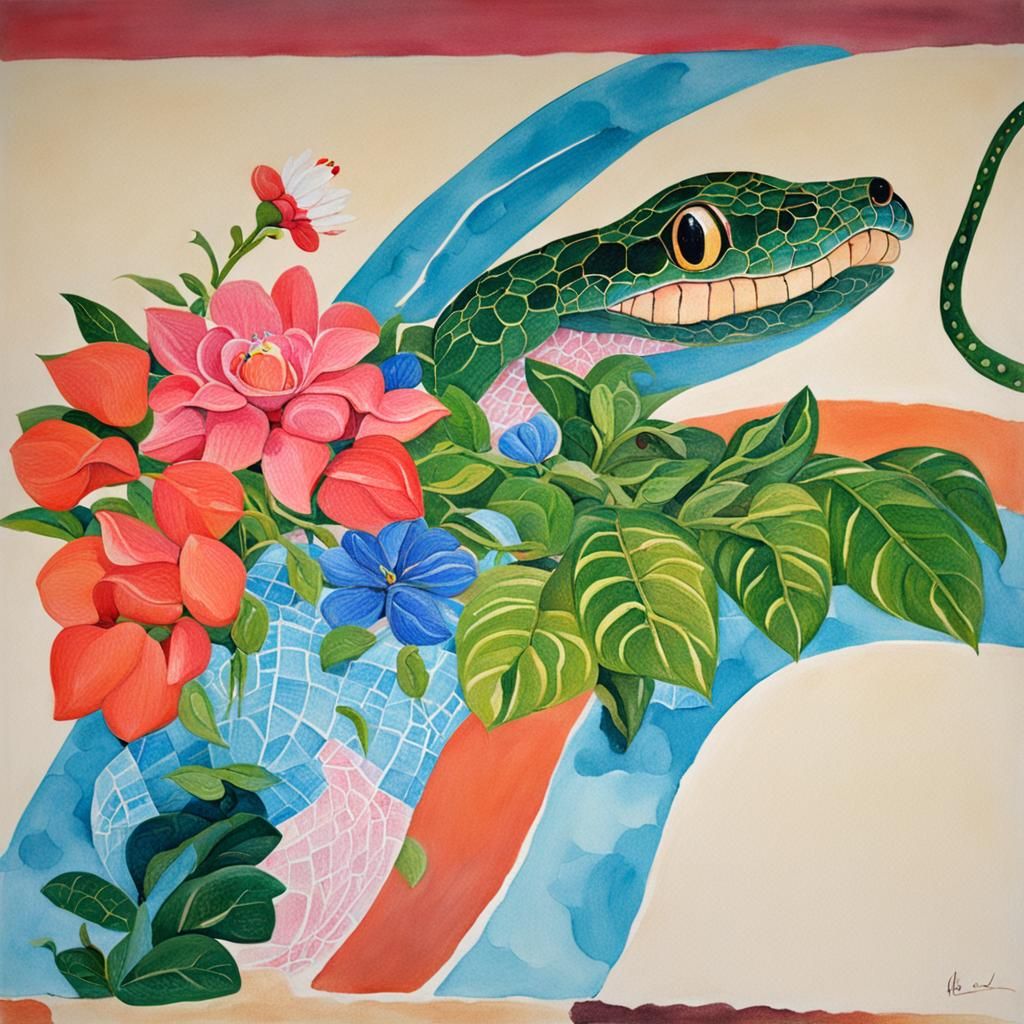 Snake in a Flowerbed