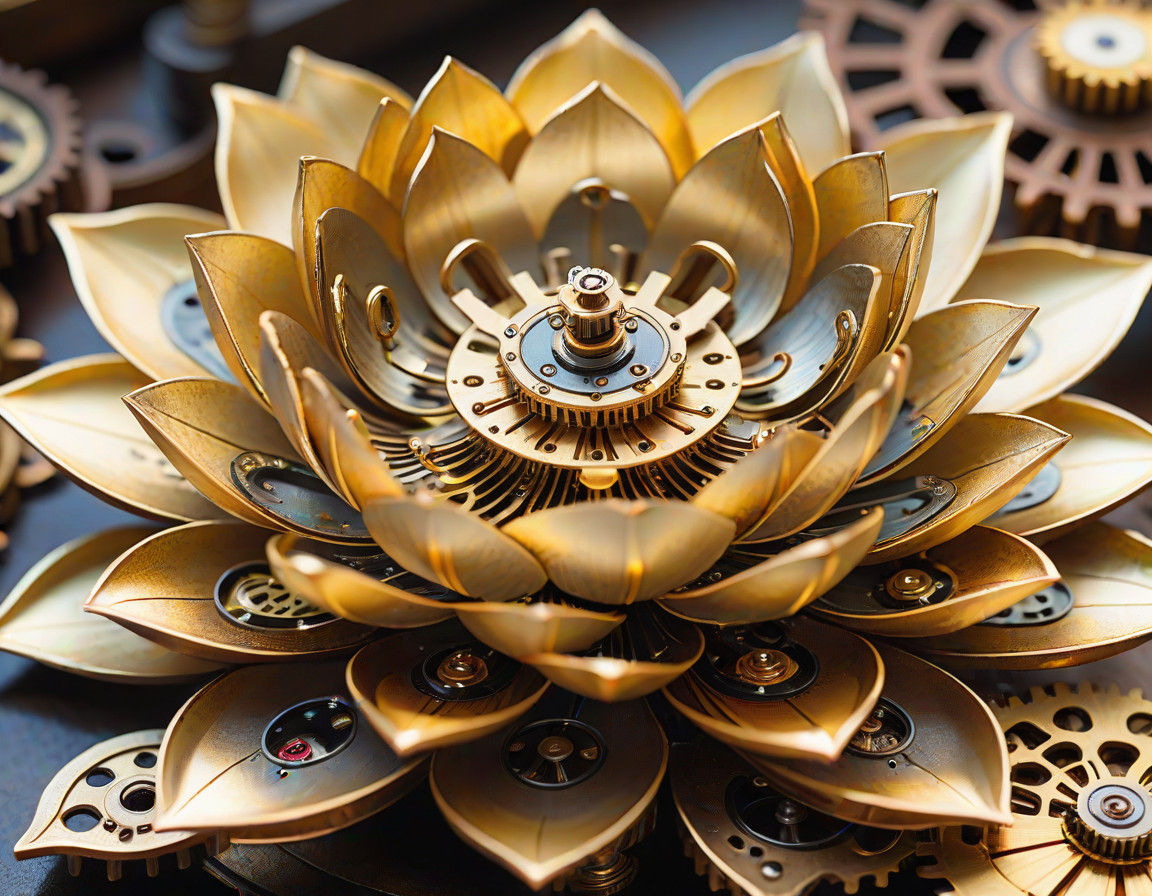 Renaissance Steampunk Lotus Reveals Gilded Clockwork Heart