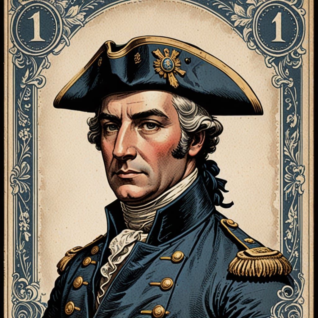 Vintage Revolutionary War Officer Trading Card Art