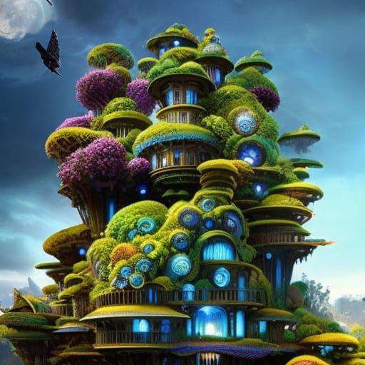 Futuristic Eco Warehouse of Vines and Willow Trees