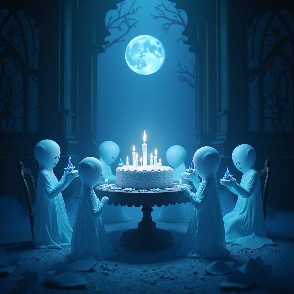 Spectral Victorian Parlor Gathering with Ethereal Gifts