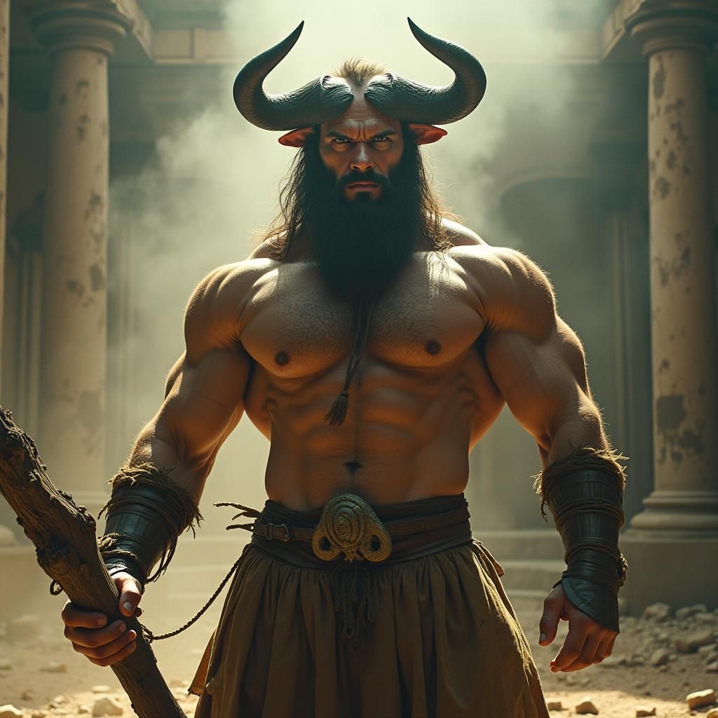 Dramatic Minotaur Strength in Cinematic Style