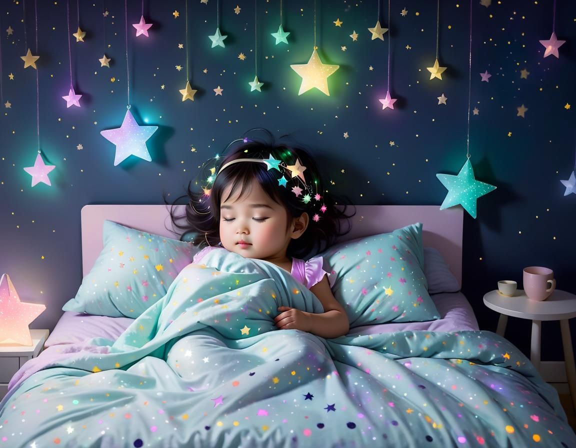 Dreamy Stars Surround Sleeping Toddler