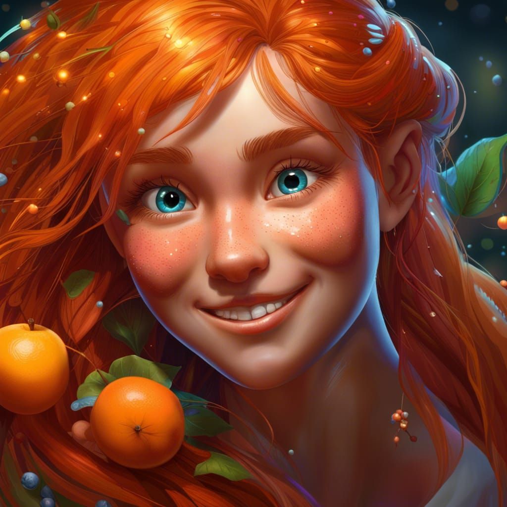 Hyperrealistic Thumbelina with Orange Hair and Freckles