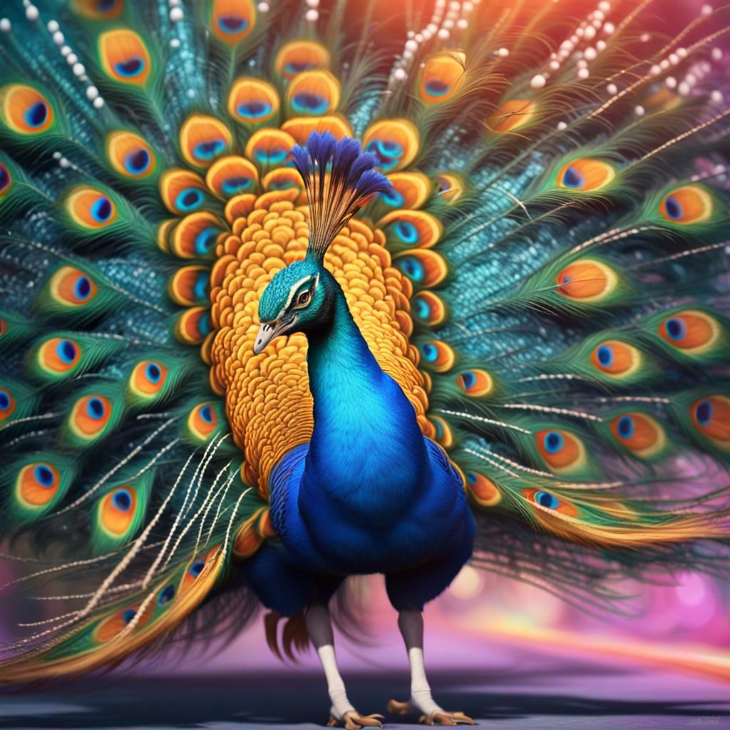 Peacock on Roller Skates: Hyperdetailed Concept Art