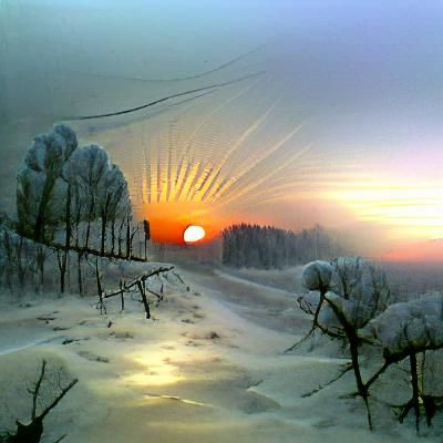 Peaceful Winter Sunrise Over Snowscape