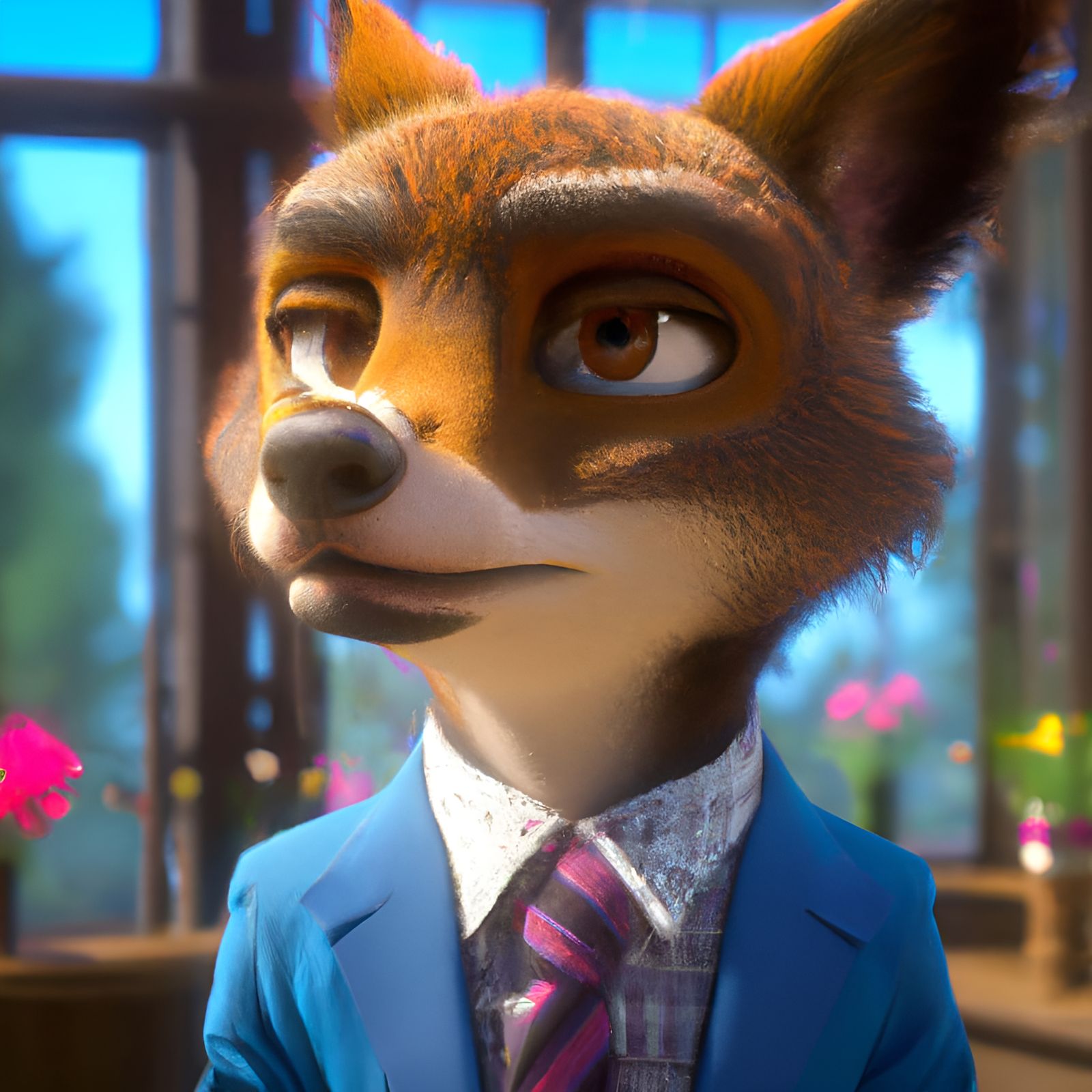 Handsome Animal in Suit: 3D Render