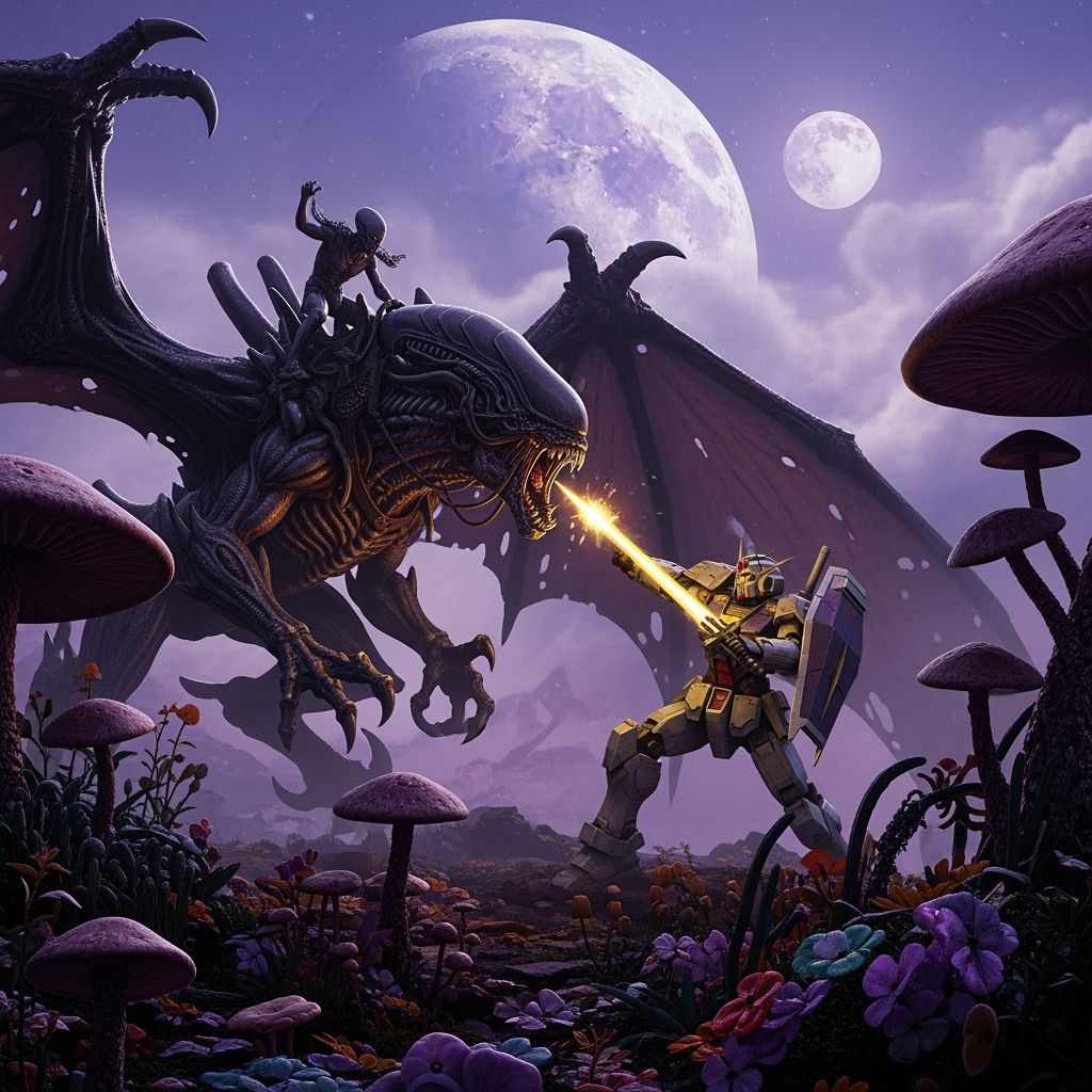 Alien Dragon vs. Gundam Battle on Alien Planet