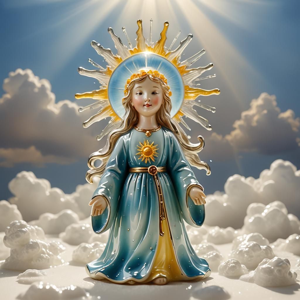 Enameled Glass Figurine in Divine Sunlight