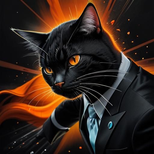 Orange Cat in Business Suit: Hyperrealistic Splash Art