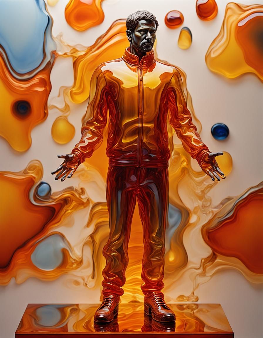 Murano Glass Man Sculpture on Fire