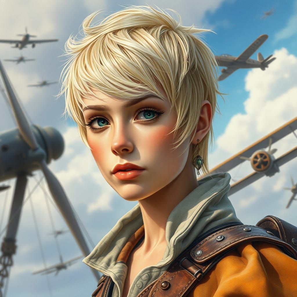 Ancient Aviatrix in Steampunk Splendor