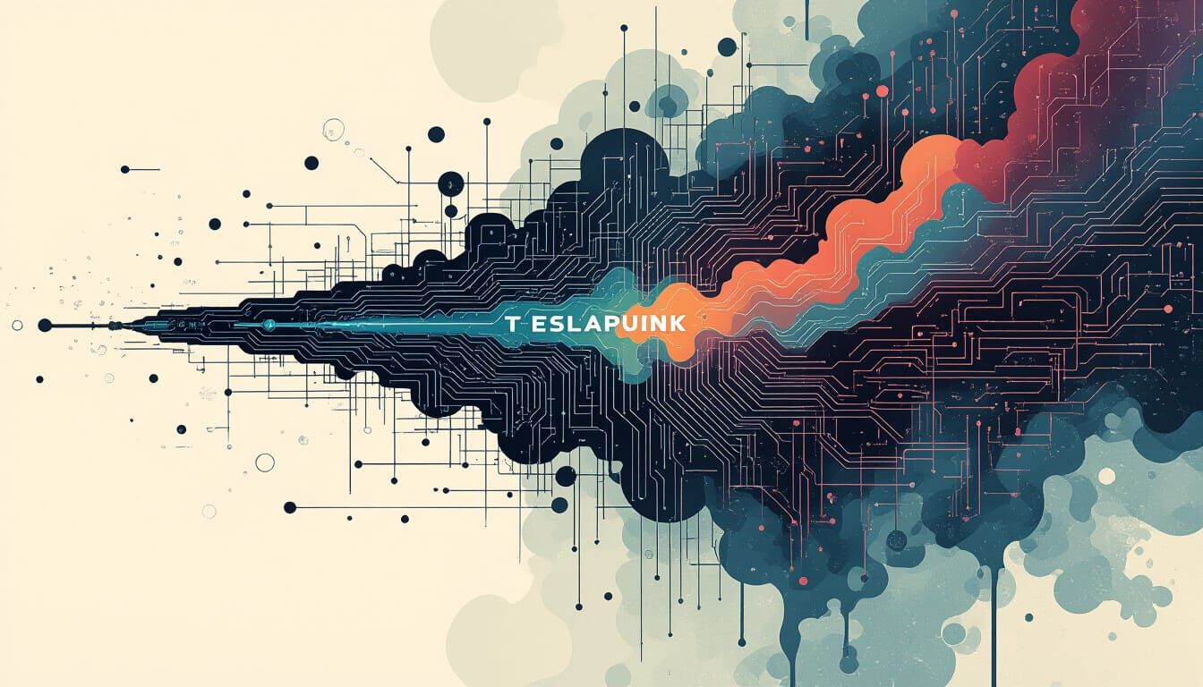Teslapunk Circuit Diagram in Avant-Garde Alcohol Ink