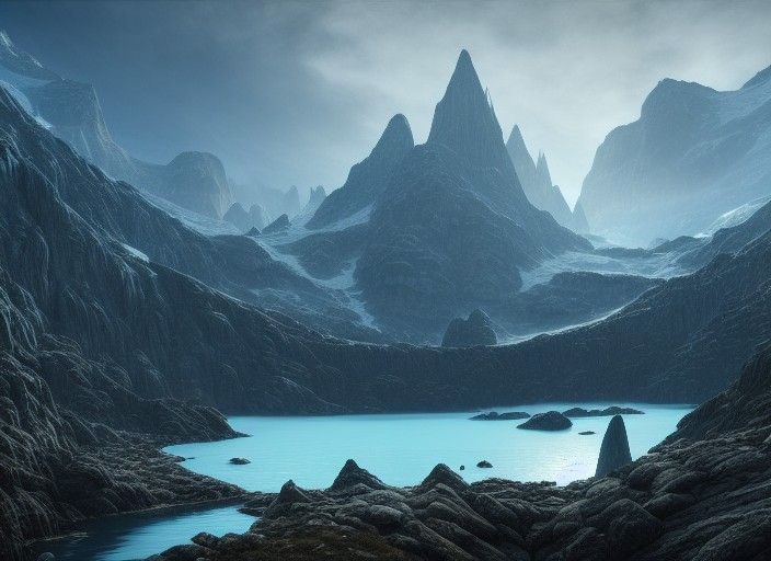 Epic Elven Fortress Ruins in Mountain Landscape