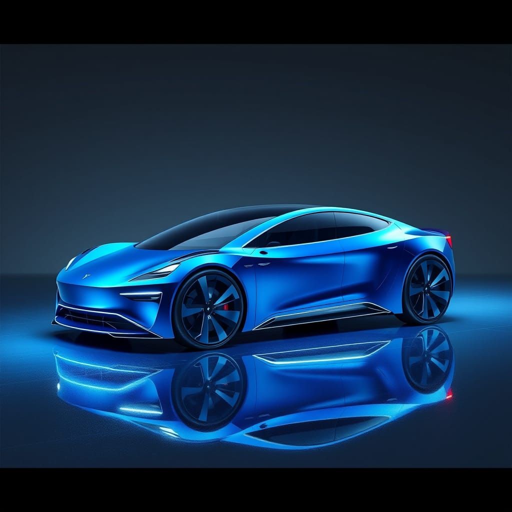 Sleek Cyberpunk Electric Vehicle Illuminates Futuristic Land...