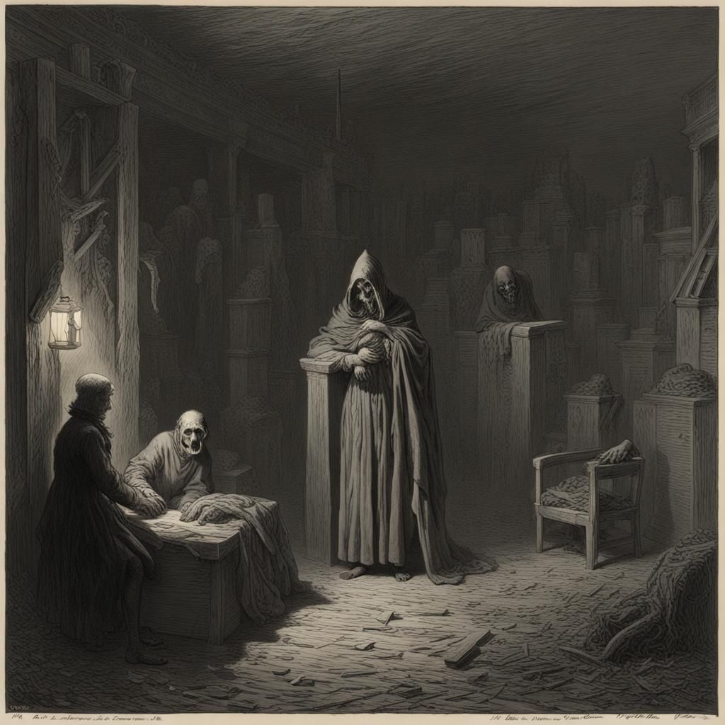 Dark Horror Scene in Gustave Doré Style