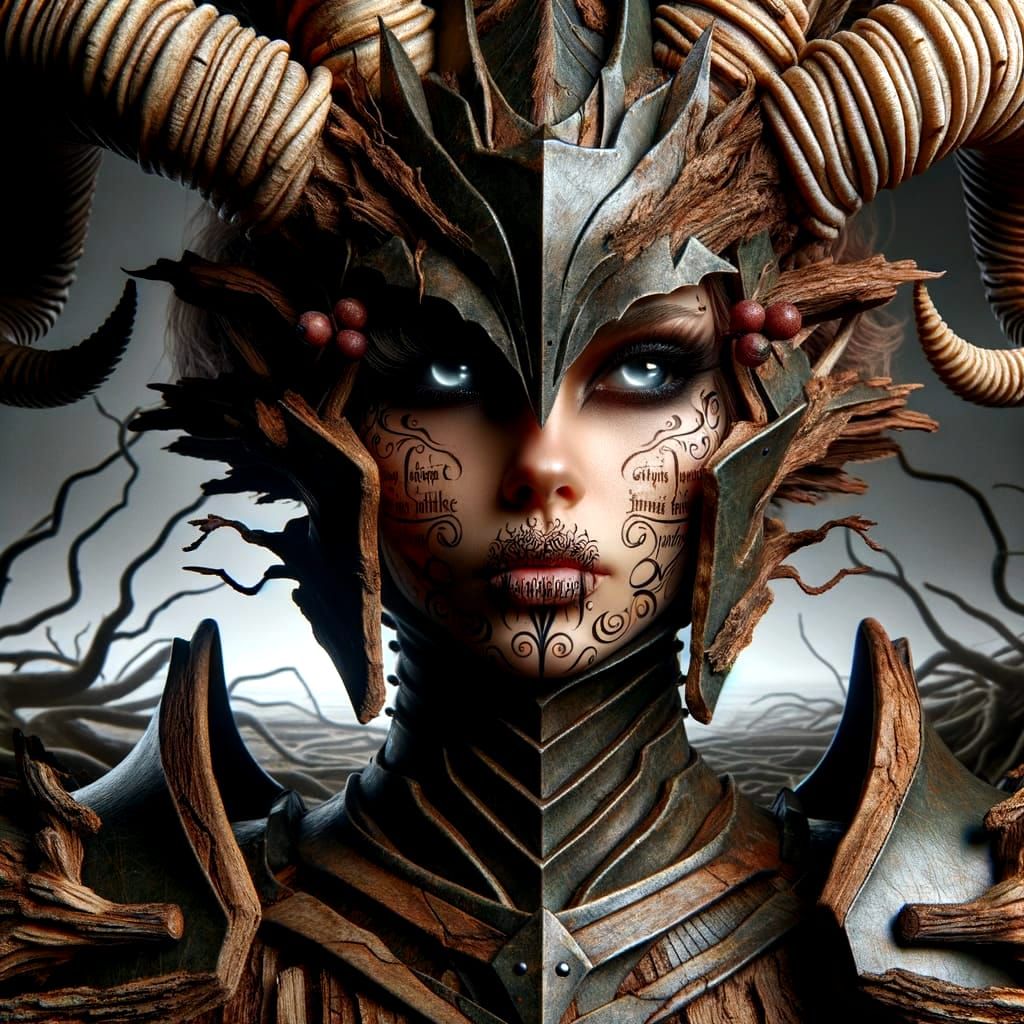 Armored Fairy with Horns and Luminescent Eyes