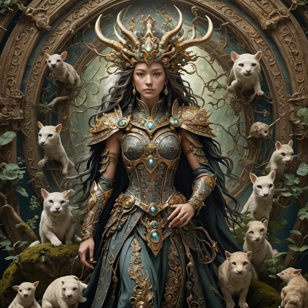 Otherworldly Animal Fantasy Figure in Surreal Jungle