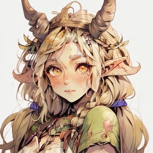Cute Fairy Barbarian Girl in Anime Style