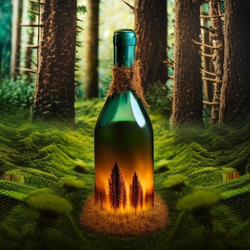 Magical Miniature Forest World in a Wine Bottle