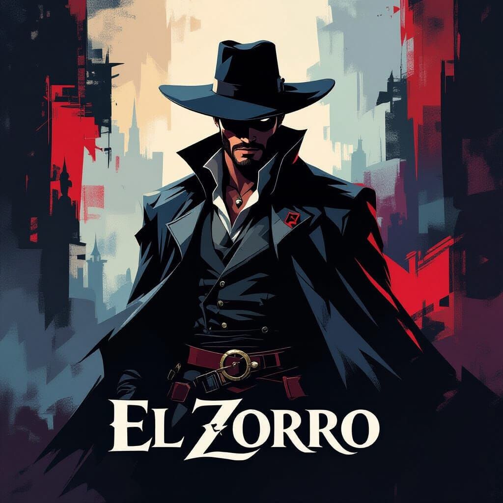 El Zorro Movie Poster in Abstract Cubism Style