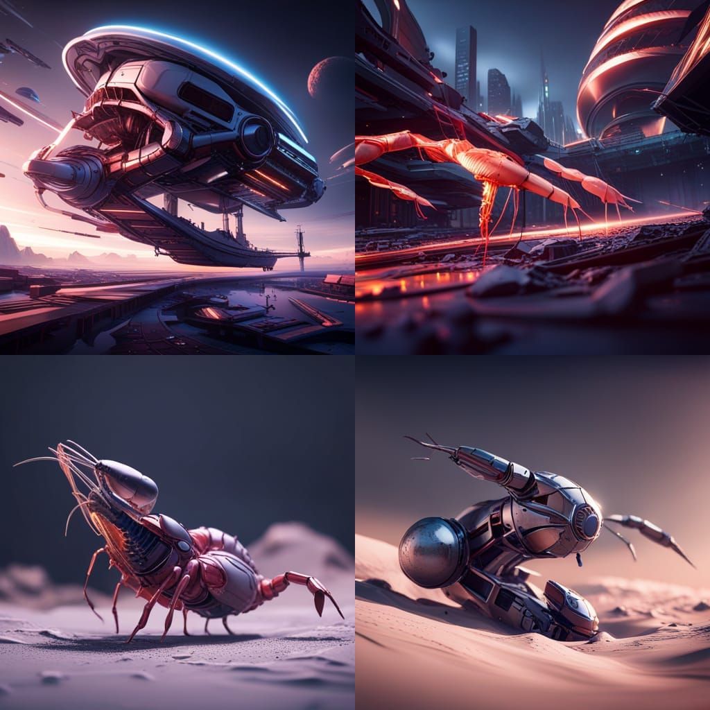 Futuristic Sci-Fi Shrimp with Intricate Mech Details