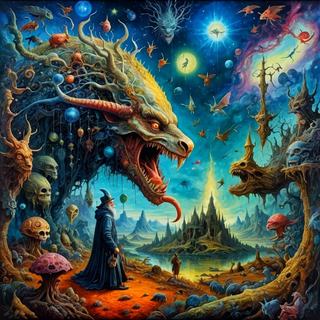 Psychedelic Fantasy Painting in Surreal Style