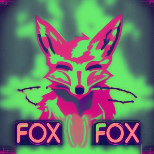 Neon Synthwave Fox Retro Art