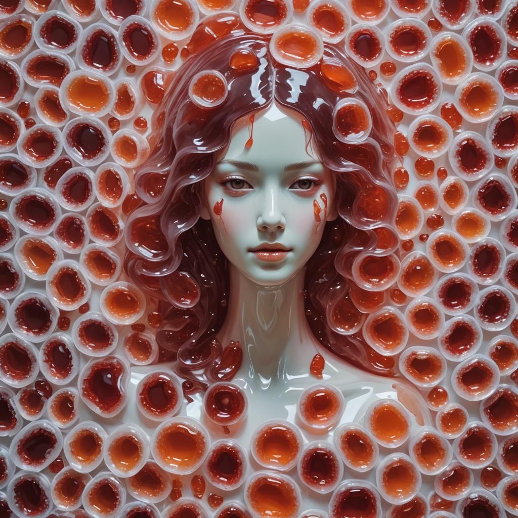 Woman Formed Entirely From Translucent Jelly