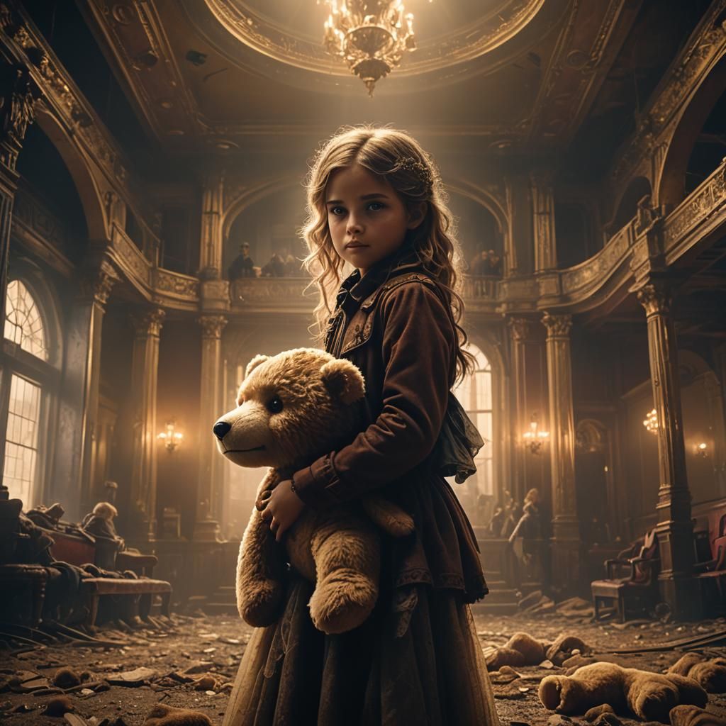 Teddy Bear Protects Girl in Abandoned Theater